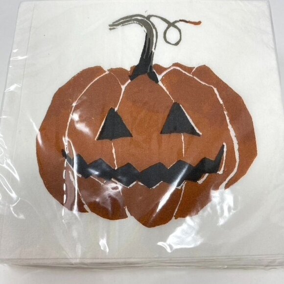 Threshold™ (2) 20ct Halloween Pumpkin Beverage Disposable Napkins Set of 2 - Picture 5 of 5